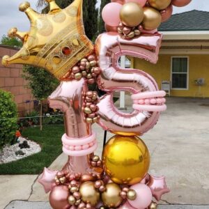 Arcada-baloane-petrecere-aniversara-petrecere-majorat-decoratiune-arcada-baloane-cromate-gold-rose